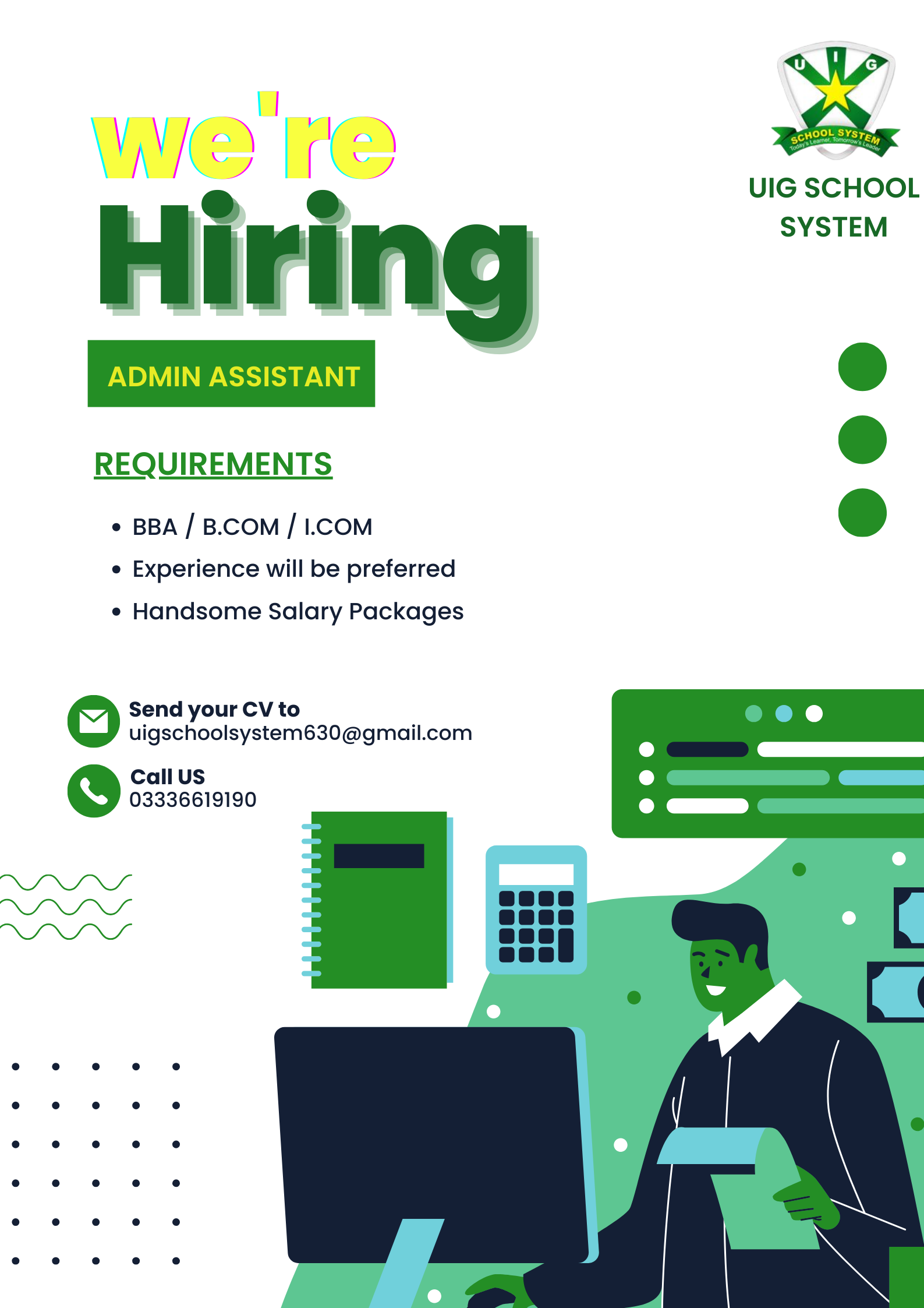 Yellow and Tosca Illustration Accountant Hiring Poster